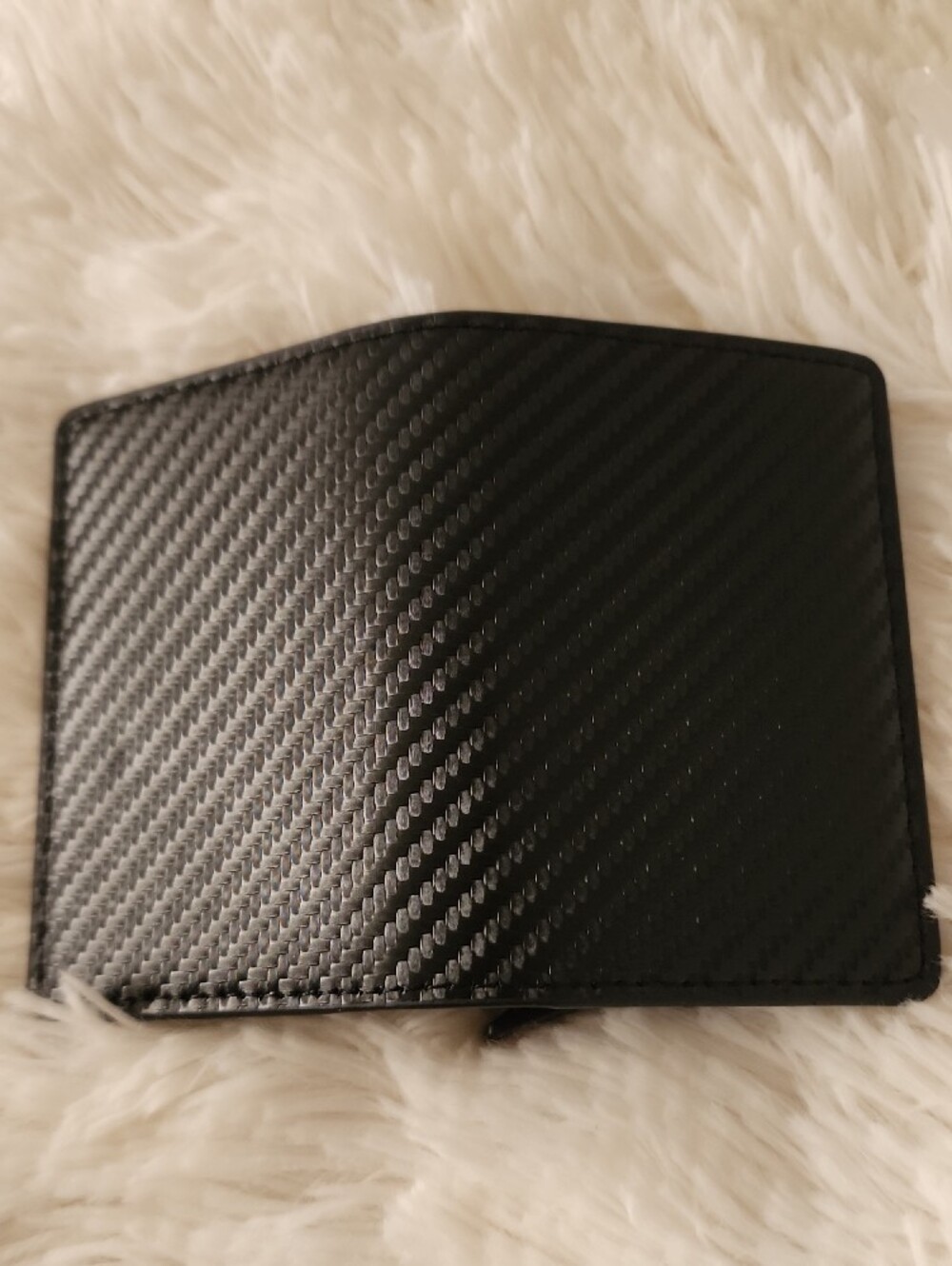 New Mens Black Carbon-Texture RDIF Card Holder Wallet